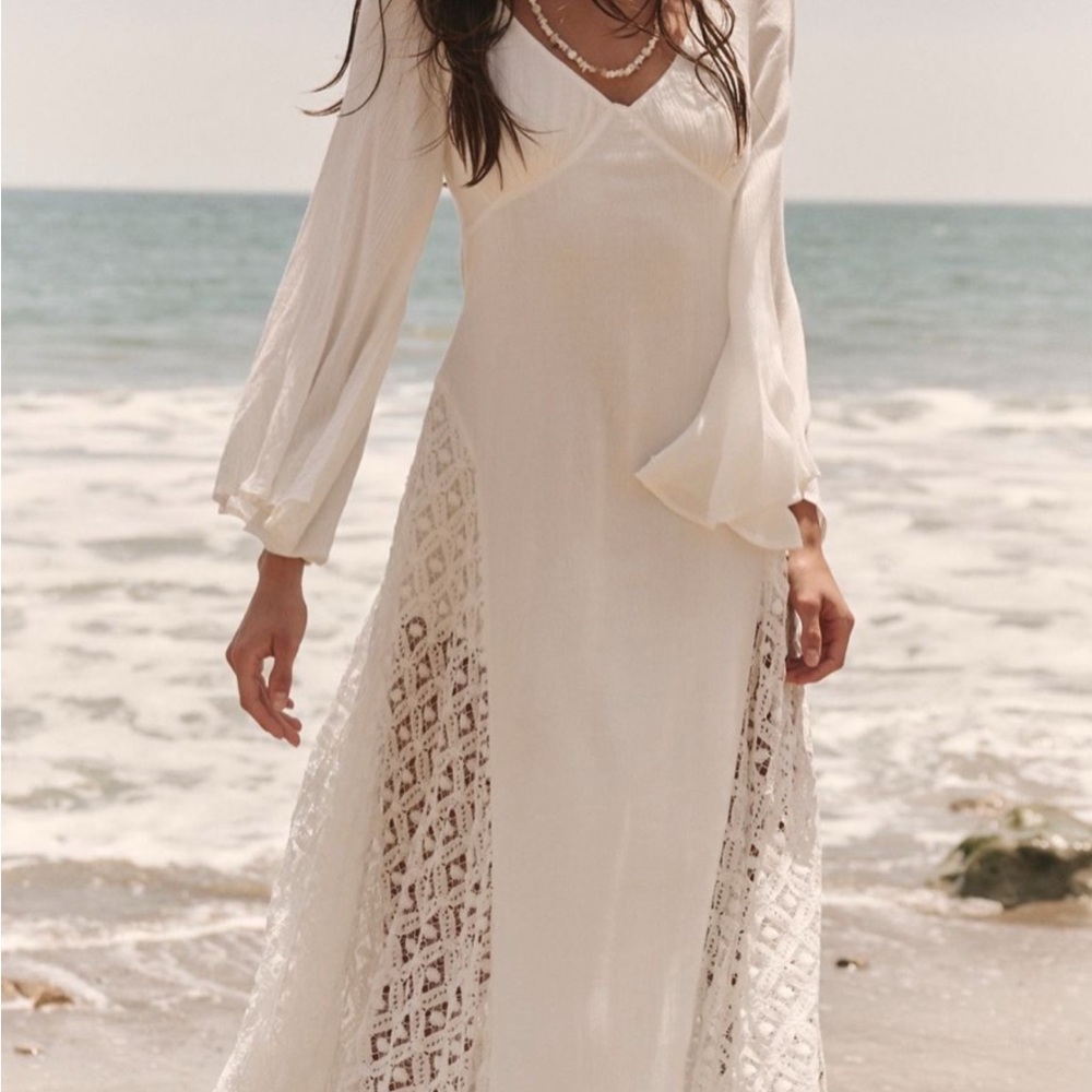 Bohemian White Lace Maxi Dress